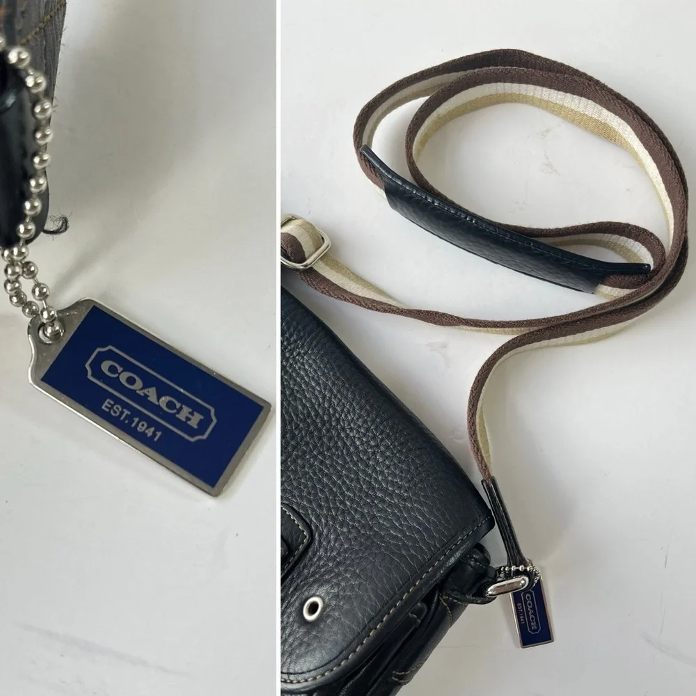 Coach Black Pebbled Leather Field Crossbody Bag 9609
